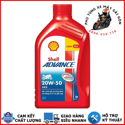 Nhớt xe số SHELL ADVANCE AX3 20W50 1 Lít [Mua 5 tặng 1 phểu]