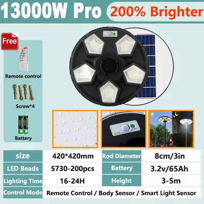 【10Y Warranty】UFO Solar Light Lampu Solar jalan Solar light outdoor lighting 40000W Spotlight LED Light Waterproof IP 68