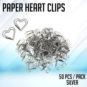 WPS 50pcs Heart-Shaped Paper Clip Love Heart Paper Clips Metal Hollow Binder Clips