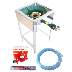 ชุดเตาเร่ง รุ่น KB8 ขาเตา ฐานเหลี่ยม สูง 70ซม.มีที่บังลม พร้อม ชุดหัวปรับ L-321