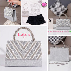 Lotus Túi Xách Dự Tiệc Sang Trọng / Túi Xách Đính Đá Pha Lê Rhinestone Lấp Lánh / Túi Đeo Vai Nữ Đẹp / Ví Cầm Tay Đính Ngọc