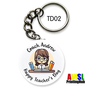 Teachers Day Gift Key-Chain Key-Ring Round 58mm Personalize Print with name