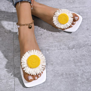 Lazy Slippers 2026 Summer New WomenS Shoes Student Flat Sandals Floral Soft Summer Slippers