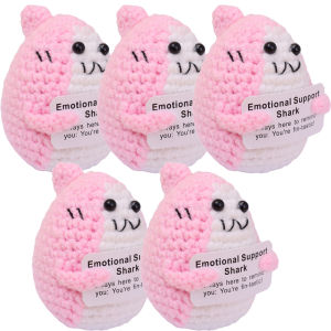 \ud83d\udd25Mini Positive Energy Handmade Plush Crochet Doll Cartoon Shark Doll Knitted Toy DIY Desktop Room Decoration Childrens New Year Gift