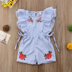 2Pcs Kids Girls Clothes Suits Letter Rainbow Print Short Sleeve Crew Neck  T-Shirts and Floral Print Flare Pants Set