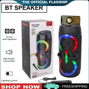 【New Arrival】 Wireless BT Speakers with Mic & Radio Portable Subwoofer Music Player 1200mAh Heavy Bass Sound Speaker for Home Karaoke