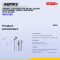 [Remax Audio] RM-610D Series Type-C/iPhone Wired Earphone with 3D Surround & Noise Isolating Mic, Metal Build for Mobile Game/Call. 