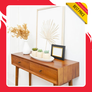 Meja Konsol 2 Laci Model Retro Minimalis Kayu jati