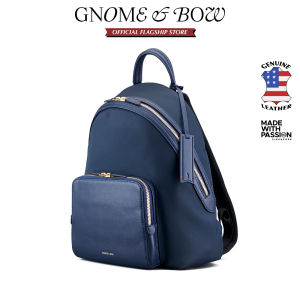 GNOME & BOW Athos Medium Travel Backpack for Women (Lightweight Water Resistant Nylon with USA Nappa Leather accents)
