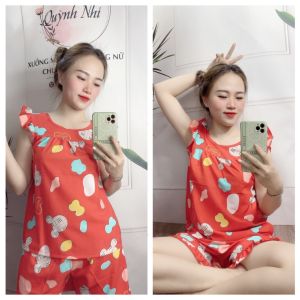 ĐỒ BỘ LỤA ĐÙI MẶC NHÀ HỌA TIẾT TRÁI TIM LOVE DỄ THƯƠNG (ẢNH THẬT) SIZE 40-75KG - TL39