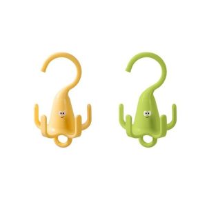 IEFE5 2 Pieces Cartoon 360° Rotating Clothes Hook Space Saving Plastic Five Claw Hook Tie Hanger Decorative Bag Holder For Wardrobe