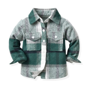 Rolanko Toddler Baby Boys Plaid Shirts Jacket Windbreakers Coat Long Sleeve Lapel Button Down Shirt Top Outwear Clothes 2-8 Years