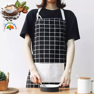 Tạp Dề Nhựa Chống Thấm Nước Tạp Dề Chắn Văng Dầu Mỡ In Caro Phụ Kiện Nhà Bếp