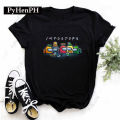 2025 New Year Spring Festival Among Us T shirt  Serigala Api Super Membunuh Cetakan Bunga Permainan T T-Shirt untuk Lelaki dan Wanita Memakai Topi Lengan Pendek Hitam  COD. 