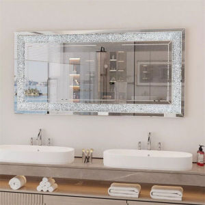 Luxury Decorative Wall Mirror Rectangle Crushed Diamond Mirror for Living Room Bedroom Hanging Mirror