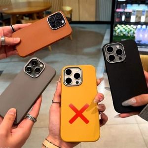 JAZZ ACC Compatible with XIAOMI REDMI NOTE 14 4G - Leather Case Compatible with MagSafe Premium Full-Grain Vegetable-Tanned Smooth Leather Metal Buttons & Camera Bump Frame Luxury Cover (6.9") Saddle Brown Xiao Mi RedmiNote Note14 1 4