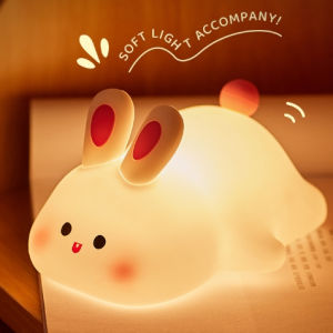 [SG Stock] Cute and Funny Rabbit Sheep Touch Silicone Night Light Eye Protection Sleep Bedside LED Lamp Rechargeable