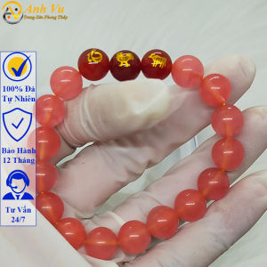 Vòng tay phong thủy mệnh hỏa tam hợp tỵ dậu sửu - chất liệu mã não tự nhiên - size 8 10ly cho người mệnh thổ mệnh hỏa - có khai quang điểm nhãn may mắn tài lộc - PHONG THỦY ANH VŨ