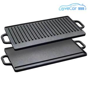 Heavy-Duty Cast Iron Griddle with Double Handles Large Surface for Indoor and Outdoor Grilling of Steaks and Bread