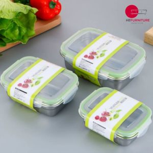 Stainless Steel Lunch Box with Lid / Microwave heated / Food Container Storage / Student school office lunch box