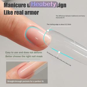 Heabety  140Pcs Sandwich Dual Nail Form Mold Reusable Full Cover Mold Clear Nail Art Extension Shaping Tool Coffin Almond Nail Forms