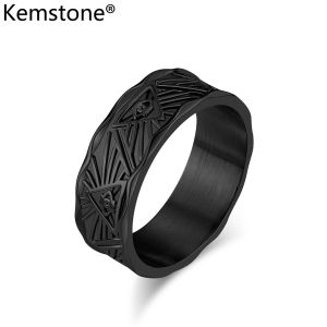 Kemstone Vintage Stainless Steel Eye of Horus Rings Mens Silver Gold Plated Mens Ring Jewelry