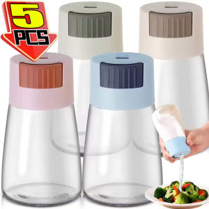 5Pcs Adjustable Condiments Container Seasoning Bottle Salt Shaker Jar Tank Portable Plastic Transparent Seasoning Metering Bottle Kitchen Condiment Jar Fixed Gram Household Control Salt Bottle