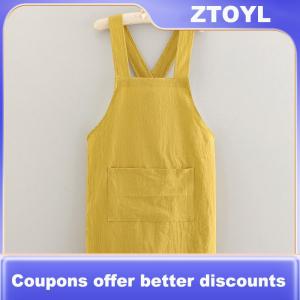 【ZTOYL】 Cooking Cotton Kitchen Aprons Breathable Wear Resistant Adult Waist Aprons Anti Fouling Soft Restaurant Work Clothes Home