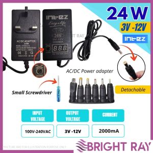 INTEZ 60/24W Voltage Adjustable power supply Power Adapter Ac to dc 12v power supply with 3 pin Plug  Wall Plug Voltage detector