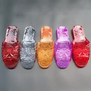 [Free Shipping] Womens Home Slippers Jelly Transparent Crystal Slippers Soft Sole Non-Slip Plastic Slippers Candy Color Casual Slide Sandals for Summer