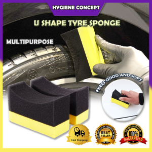 U Shape Sponge Wash Tire Wax Polishing / Tyre Wax Sponge / Span Cuci Tayar Kereta / Cleaning Pad / Car Wheel Tire Tyre Car Care