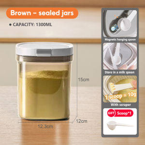 JFS 800/1300/1800ml Airtight Milk Powder Container Baby Milk Powder Storage Container Milk Powder Storage Box with Spoon Sealed Food Storage Container