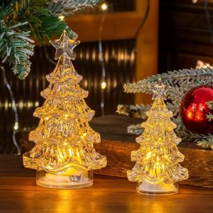 MIRELINA Đèn LED Đèn ngủ hình cây thông Noel Bố cục cảnh Nhiều màu sắc Đồ trang trí để bàn Nhiều màu sắc Nhựa Đèn trang trí Giáng sinh Trang trí nhà cửa