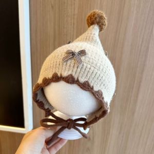 LUMINOU Nơ Mũ len cho bé Giữ ấm Đã được làm dày Mũ mùa đông cho bé Ngọt ngào Chống gió Mũ len chóp nhọn cho trẻ biết đi dành cho trẻ sơ sinh