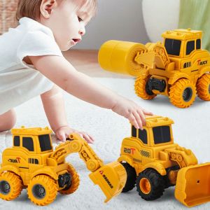 CANICECA Plastic Inertial Driving Trucks 4 Styles Glide Way Press Inertia Forward Beach Digger Construction Truck Toy