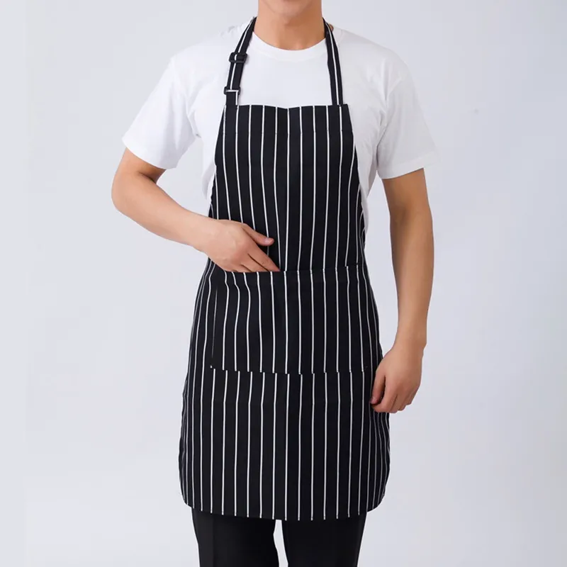 Adjustable Restaurant Apron Household Adult Apron Striped Hotel Restaurant  Chef Attendant Apron Kitchen Cooking Apron