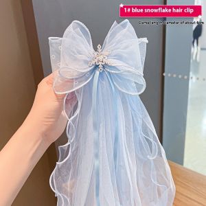 ที่หนีบผมรูปมงกุฎผ้าโปร่งสำหรับเจ้าหญิงกิ๊บติดผมสำหรับเด็กน่ารักสไตล์เกาหลีผ้าคลุมหน้าเครื่องประดับผมสาวซุปเปอร์แฟรี่ประดับเพชรแสงสามมิติสำหรับถ่ายภาพ