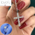 18k Saudi Gold Pawnable Natural Diamond Cross Pendant Au750 Full Diamond Collar Chain. 