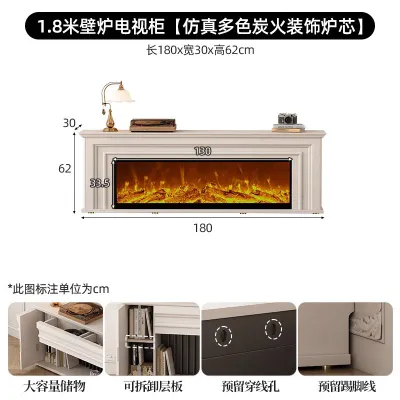 17vm [Ready Stock] TV Console Cabinet American TV 60Cm High Living Room French Fireplace Decoration Cabinet Ultra-Thin Cream Wind Floor Standing Cabinet 2M7P4