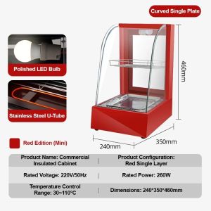 WISSEN Constant temperature cabinet heating display counter fried chicken burger cooked food holding cabine Commercial holding cabinet  food heater glass display cabinet heavy-duty curved deli cabinet with lighting