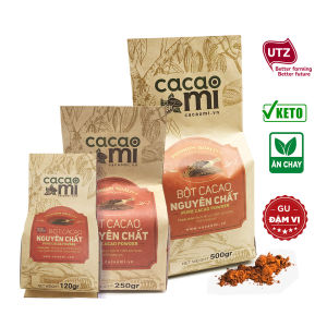 Bột cacao nguyên chất 100% không đường CACAOMI Premium gu đậm chuẩn vị ca cao chuyên pha chế socola nóng trà sữa làm bánh granola chocolate