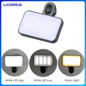 UORRIS Portable Universal Clip-on LED Selfie Light 3 Modes Adjustable Mini Pocket Live Stream Video Lamp Eye Protection Recharg