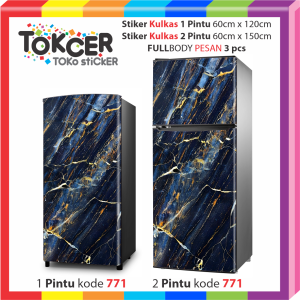 STIKER Kulkas 1 Pintu atau 2 Pintu Motif MARMER MEWAH Keren