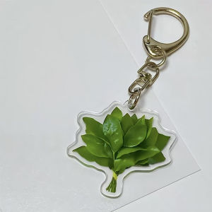 hananre Creative Pomelo Leaf Acrylic Keychains Women Hanger Pendant Decoration Bag Charm Car Keyring Accessories Gifts