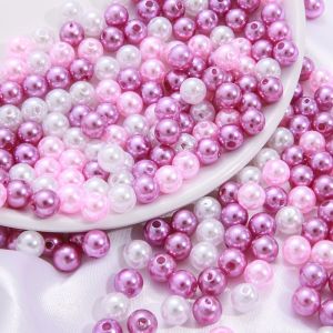 100pcs/bag 8mm Colorful Round Acrylic Imitation Pearl Beads For Jewelry Making DIY Earring Necklace