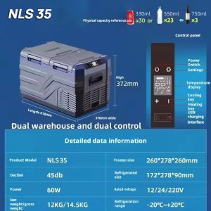 【New arrivals】Alpicool NLS Series Portable Car Refrigerator 12V/24V/220V Car and Home Dual-use Compressor Refrigeration (Dual Temperature and Dual Control)
