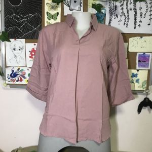 NFC 3/4 Collared Blouse (Variety of Colors Up to XL size Chalis Material)