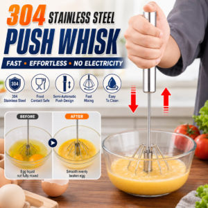 Stainless Steel Manual Egg Beater Large Size Hand Whisk Mixer Push Button Baking Tool Kitchen Gadget Egg Stirrer