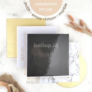 [10 PCS] CAKEBOARD 20 CM Alas Tatakan Papan Kue Tart Pudding Roti Kotak Box Square Round Bulat Cake Board Putih Emas Gold Marble