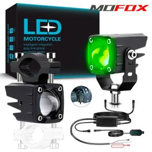 MOFOX 2Pcs M1 Laser Gun 80W MDL Mini Driving Light Hi/Lo Strobe Auxiliary Light For Motorcycle Car